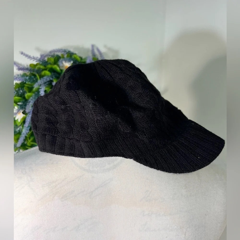 Black cable knit 100% cotton baseball cap 18 to 19 inches